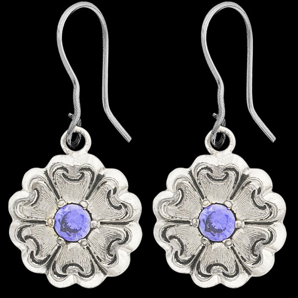Iris Flower Earrings, The simplicity of the Iris Earrings add a feminine touch to an Western outfit. Crafted with high-quality German Silver flowers. Customize with your choice 